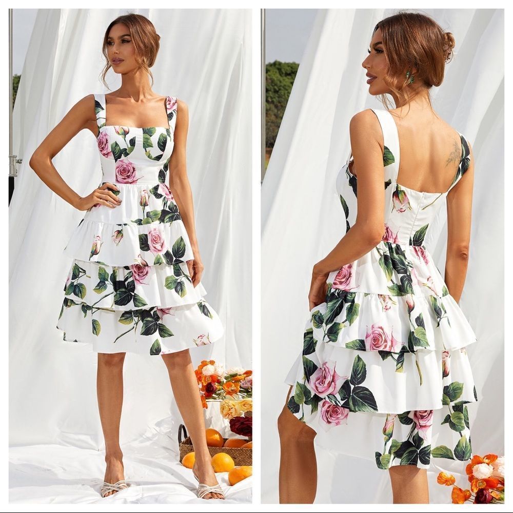Floral Sleeveless Layered Dress